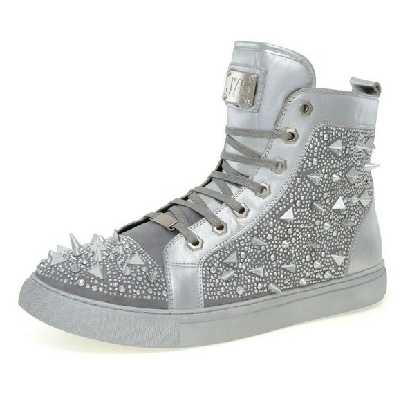 Men's J75 by Jump Zambia Silver Studded Suede NWT - Picture 1 of 4